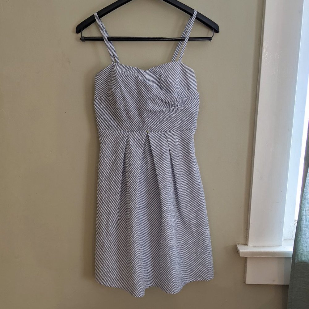 iZ Byer Blue & White Seersucker Mini Sundress, Size 1